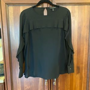 Banana Republic dressy black blouse with ruffle detail petite small
